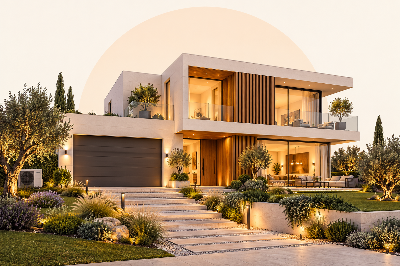 Moradia contemporânea com jardim